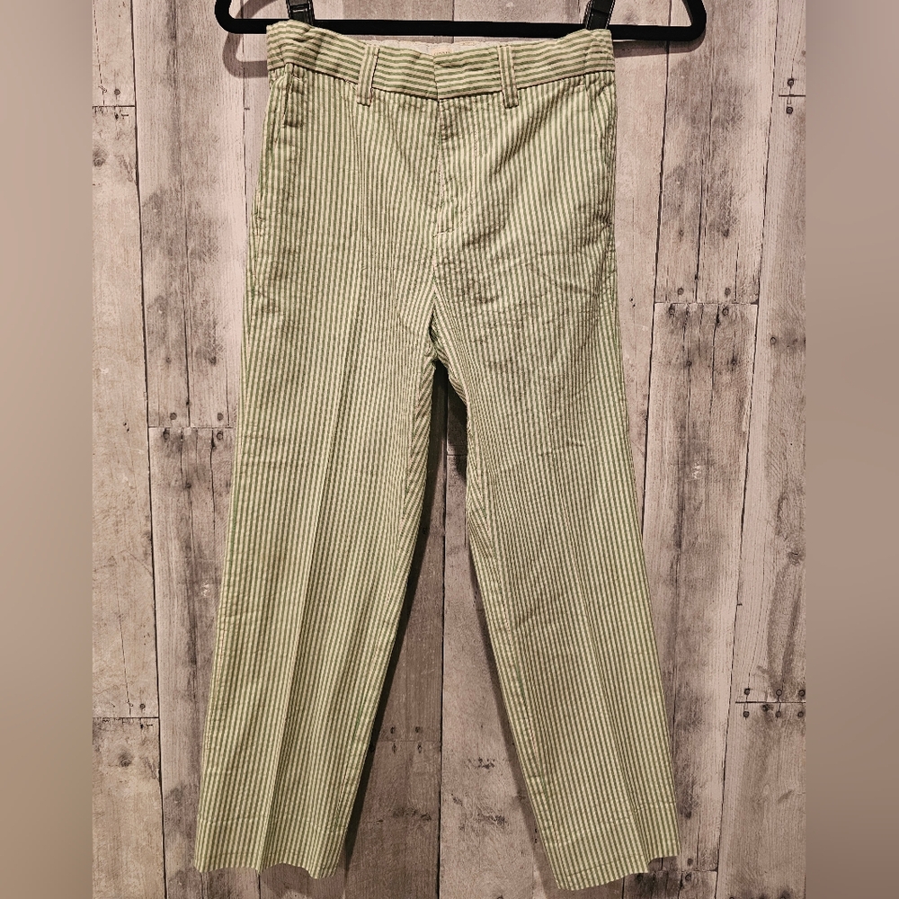 Crewcuts Kids Green Striped Chinos